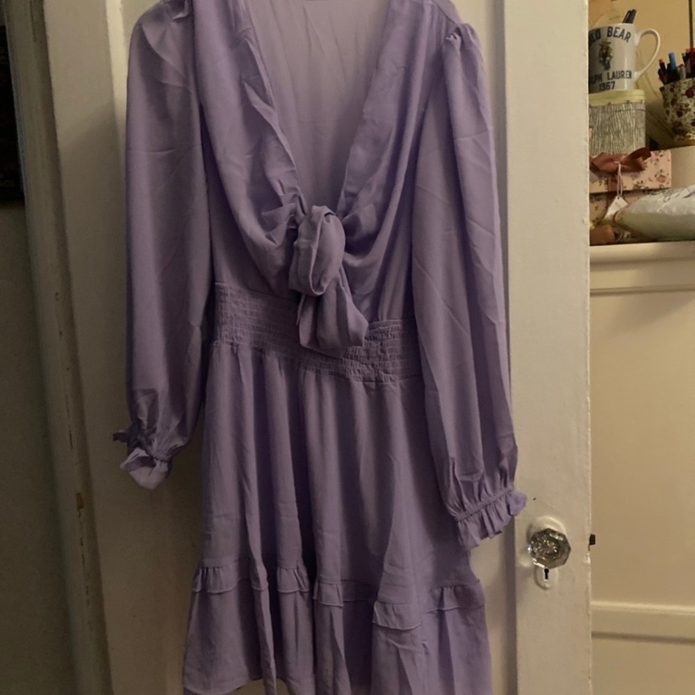 PRETTYGARDEN Womens Knot Front Mini Dress
Large 
NWOT
Light purple - Picture 6 of 7